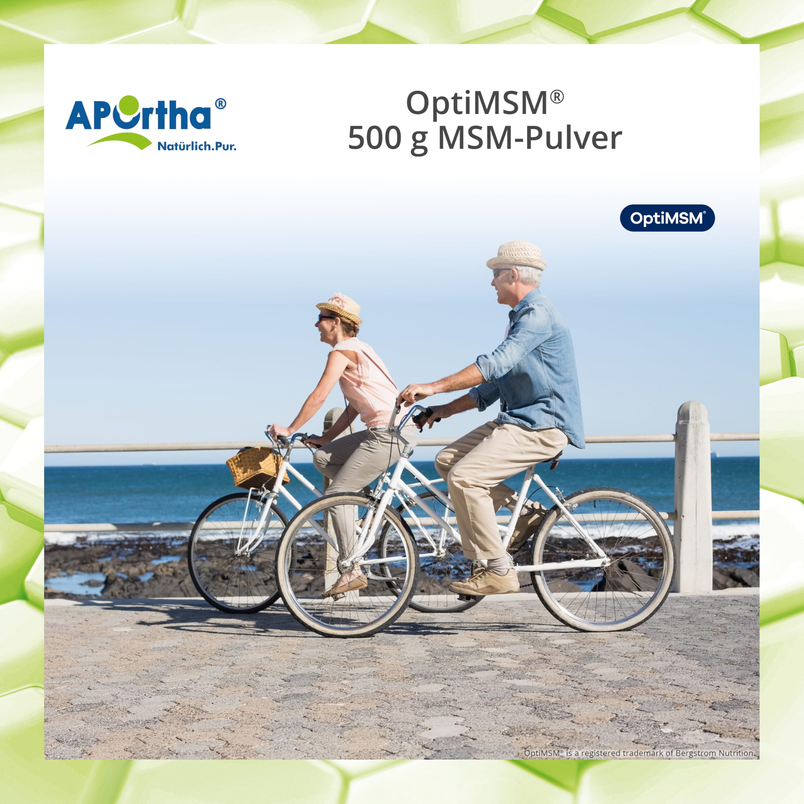 APOrtha® OptiMSM® MSM Pulver, 500g veganes Pulver, 99,9% reines Methylsulfonylmethan ohne jegliche Zusätze, 1.000 mg OptiMSM® MSM pro Portion, vegan, glutenfrei, lactosefrei, allergenfrei