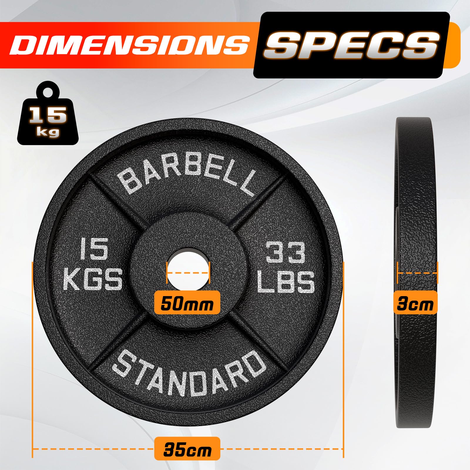 Discos Pesas de Hierro Fundido 10 kg, 15 kg, 20 kg, para entrenamiento con mancuernas y levantamiento de pesas 50 mm, para gimnasio, entrenamiento en casa