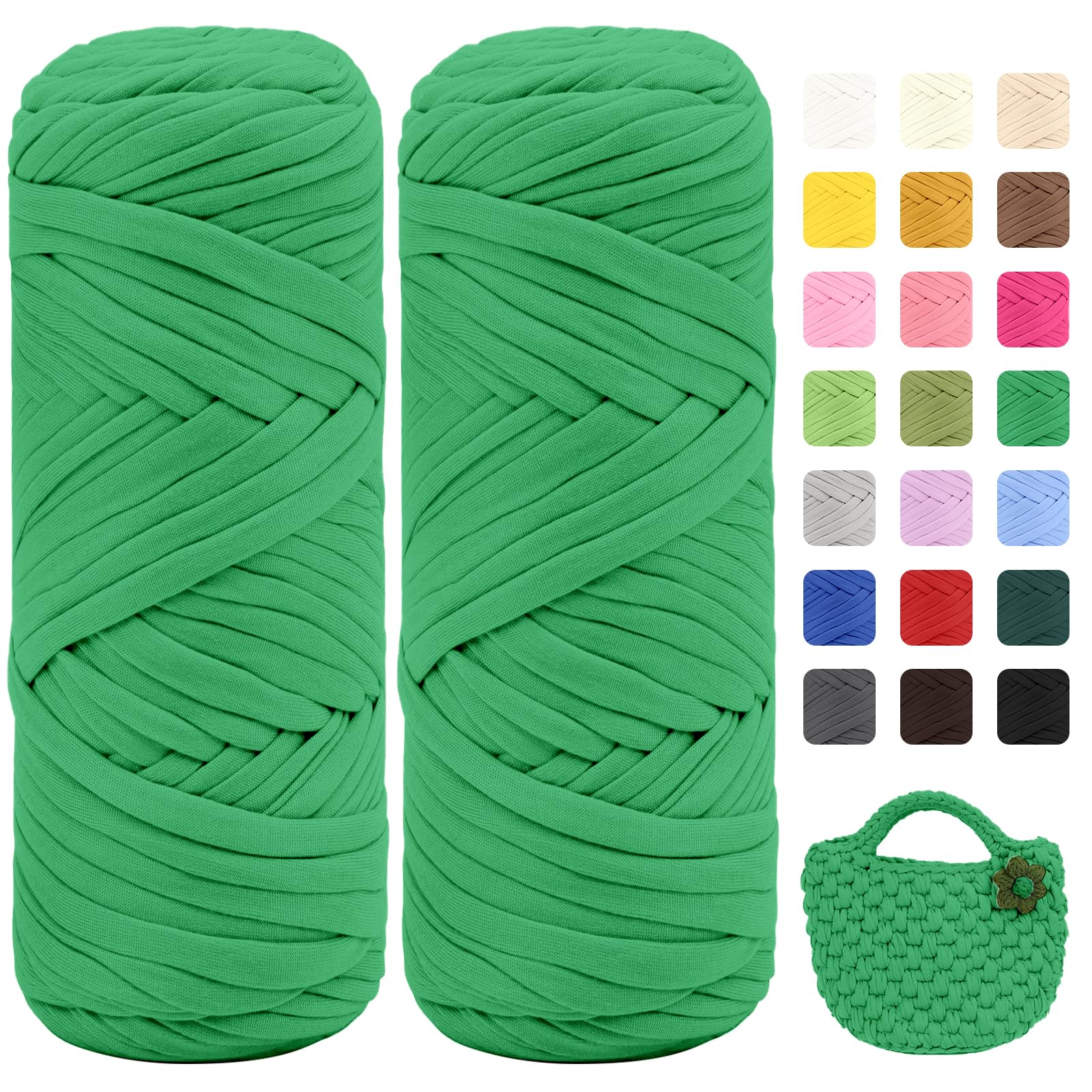 Maxee 400g T-Shirt Garn – 2 er Pack (je 200g/75m), Weiches Beilaufgarn zum Häkeln & Stricken – Farbintensiv & pflegeleicht, Ideal für Häkeltaschen/Körbe/Teppiche DIY Projekte, Handarbeiten und Deko