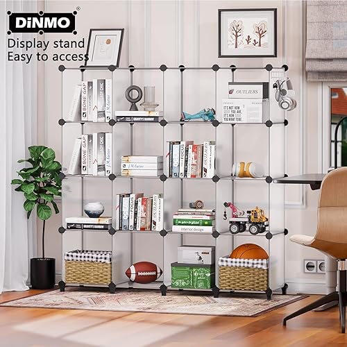 Miniatura 10 de DINMO Organizador de almacenamiento de 6 cubos, estantería, estante de exhibición con mazo de madera, almacenamiento de gabinete para niños,