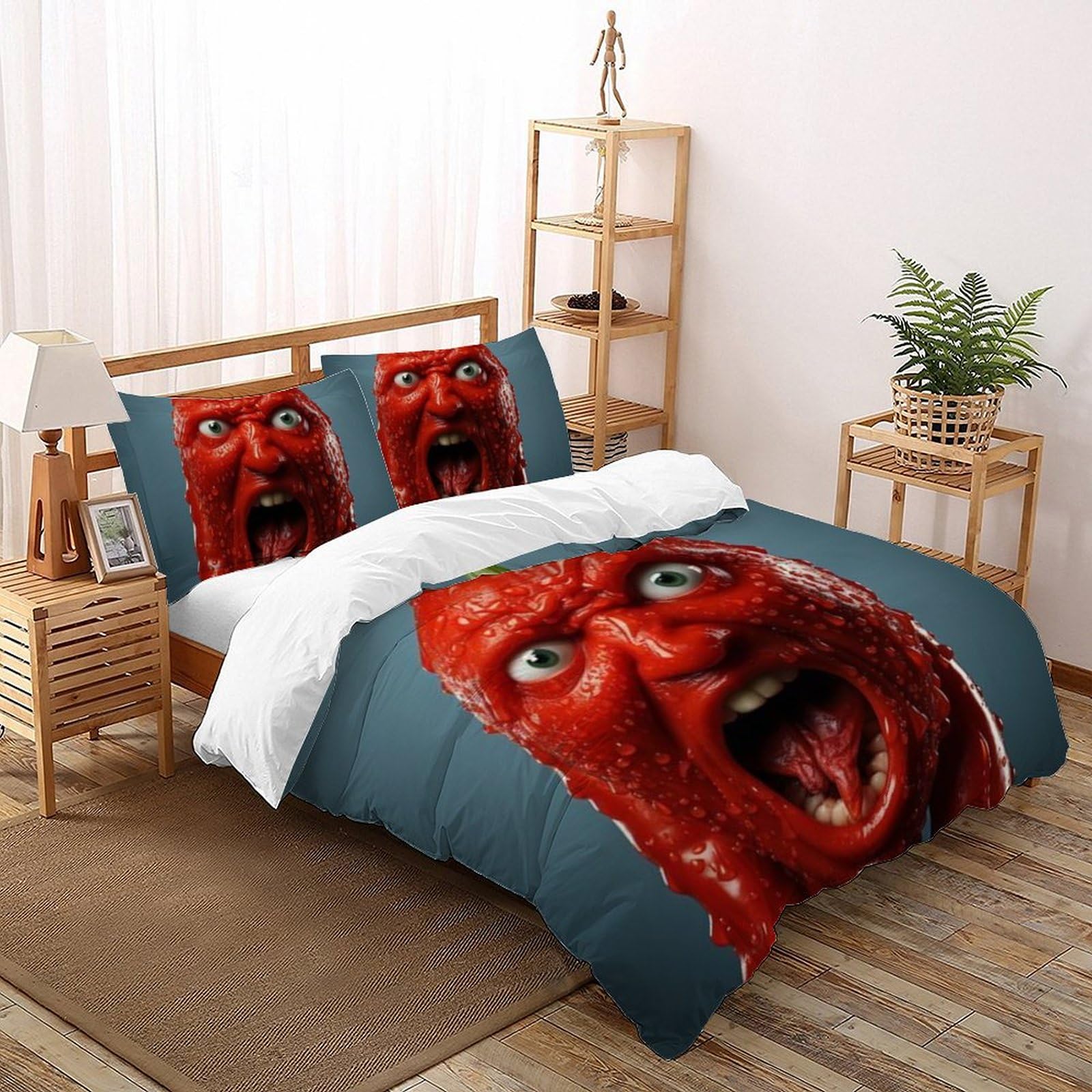 Housse de couette poivrons imprimé 3D légumes fruits parure lit double microfibre douce 200x200