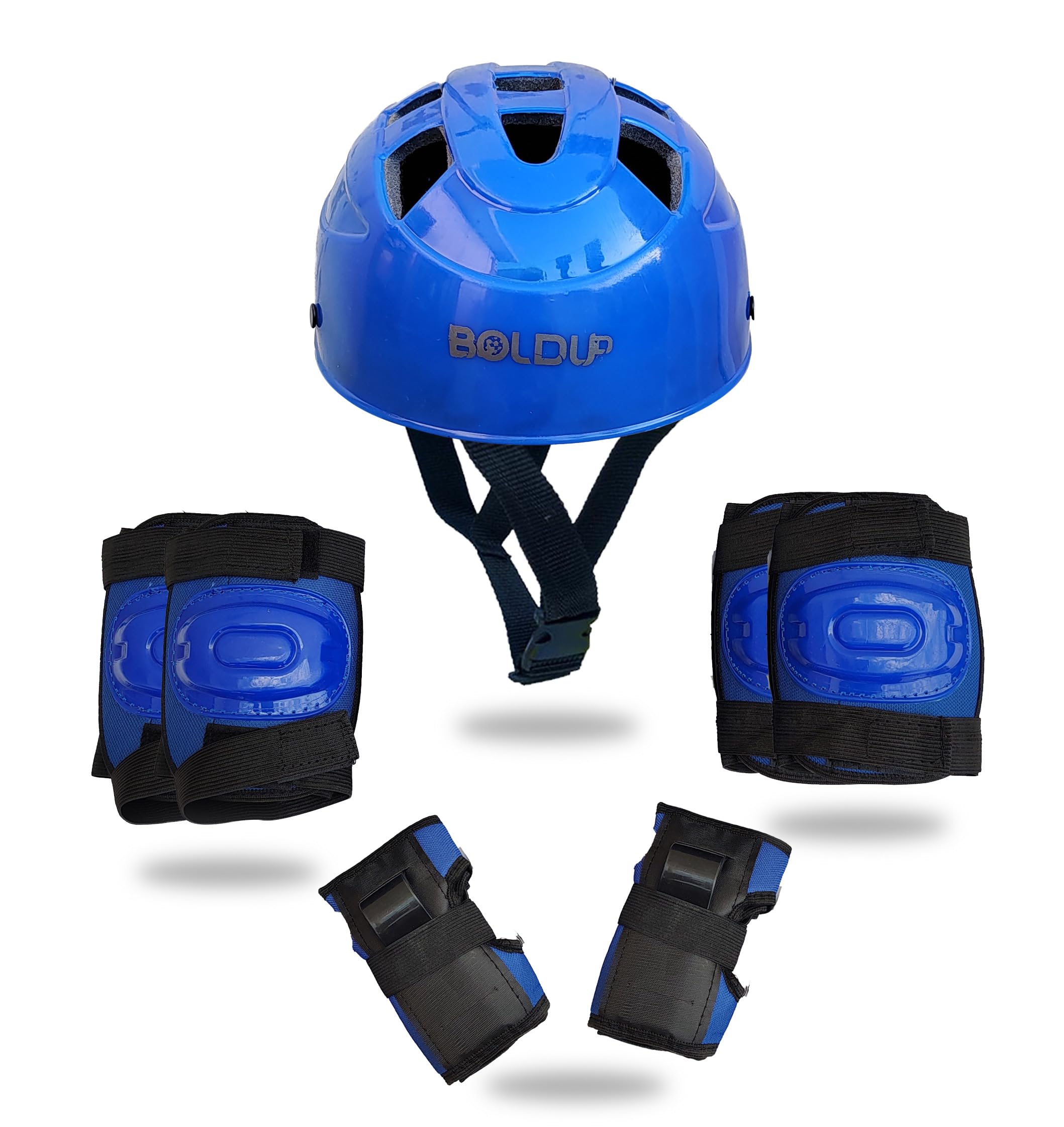 BOLDUP® Childrens Multi-Sport Protective Gear Helmet, Elbow Guards, Knee Caps, and Hand Gloves; Protective Skating Guard Kit Cycling Protection Set (Blue Helmat) (B0CY3BZD89) Amazon Price History, Amazon Price Tracker