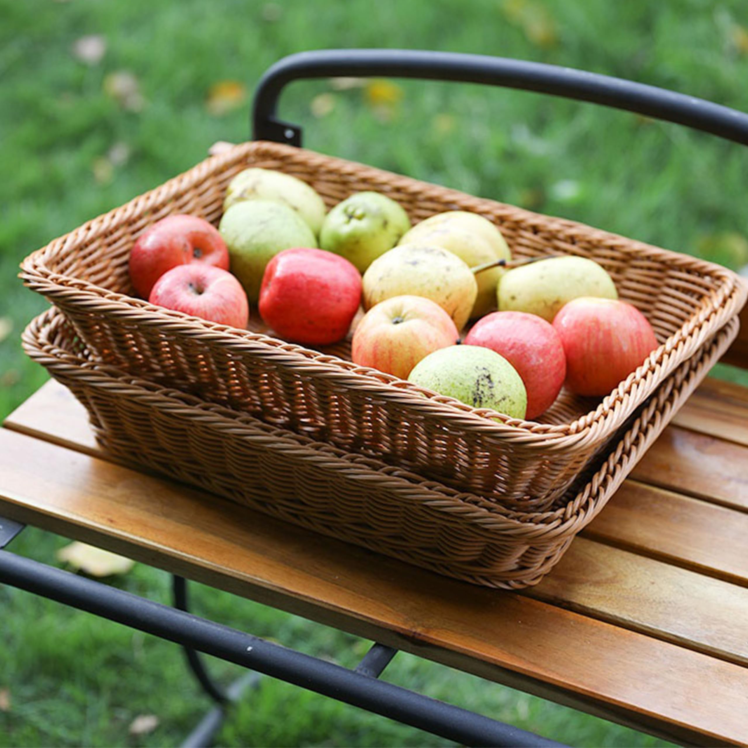 Cesta de mimbre para pan, cesta de mimbre para alimentos, cesta de panadería, cesta de alimentos, cesta para patatas fritas para fiestas, cesta de almacenamiento tejida a mano para frutas,