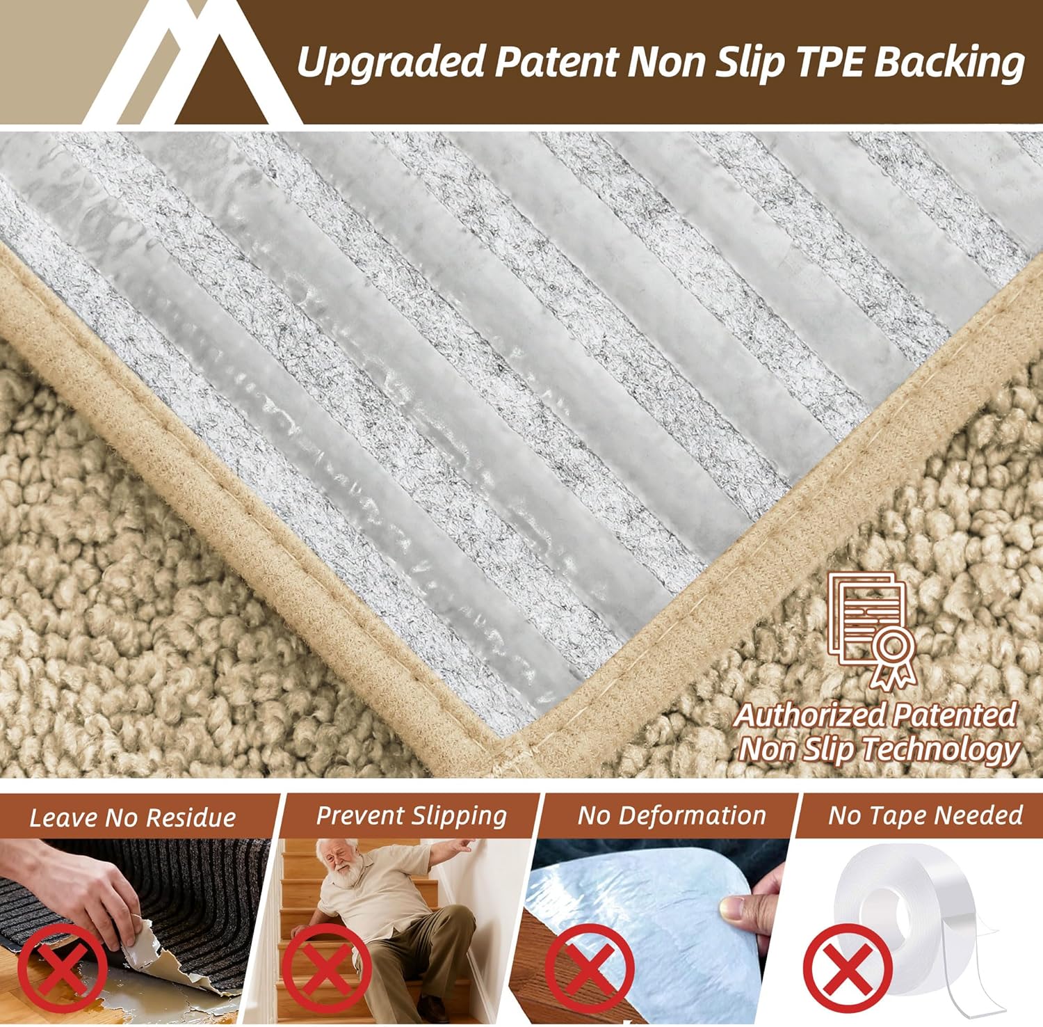Condition photo showing New/Like New for cosy homeer stair treads for wooden steps 9"x28",washable non slip carpet stair treads with reusable residue free backing soft peel and stick stair runner rugs for kids elders pets,warm beige,15pcs warm beige 28 x 9 inches (15 pieces)