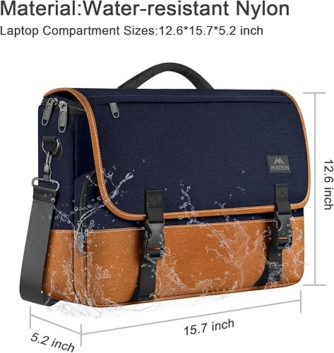 Miniatura 39 de MATEIN Bolsa tipo mensajero para hombres, mochila escolar para adolescentes, ligera de 17.3 pulgadas, maletín para laptop grande, bolsa cruzada