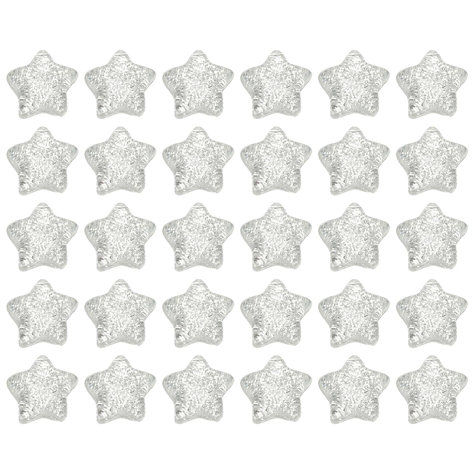 Perles en résine étoile à paillettes argent avec dos plat pour collage facile x30