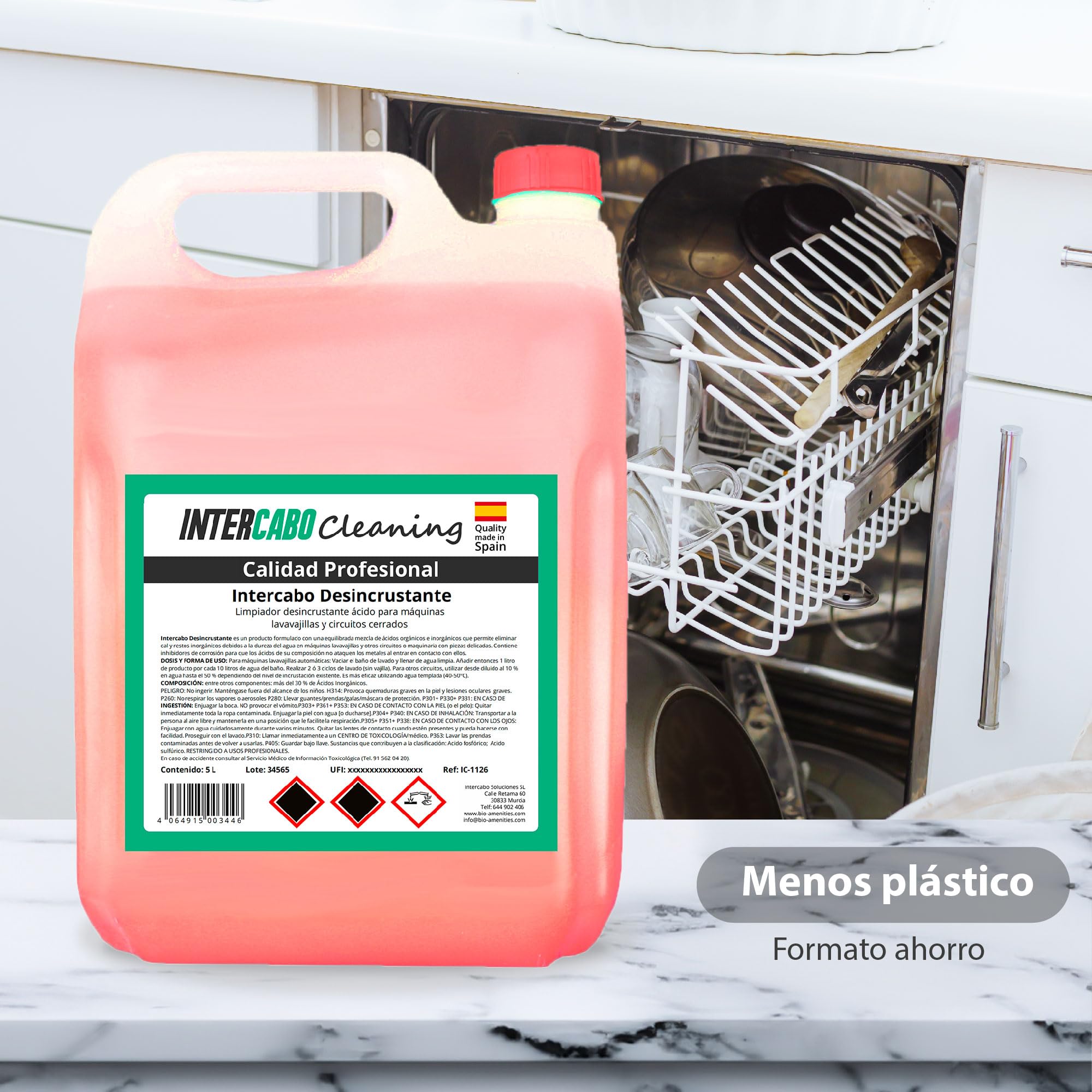 Desincrustante Profesional 2x5L • Limpiador Ácido Potente para Lavavajillas, Circuitos Cerrados y Calderas • Elimina Cal y Óxido • Mantenimiento Técnico con Alta Eficacia y Rendimiento - Intercabo