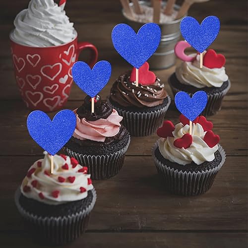 Miniatura 3 de 30 piezas de decoración de cupcakes con diseño de corazón con purpurina para despedida de soltera, dulce amor, para boda, compromiso, día de San