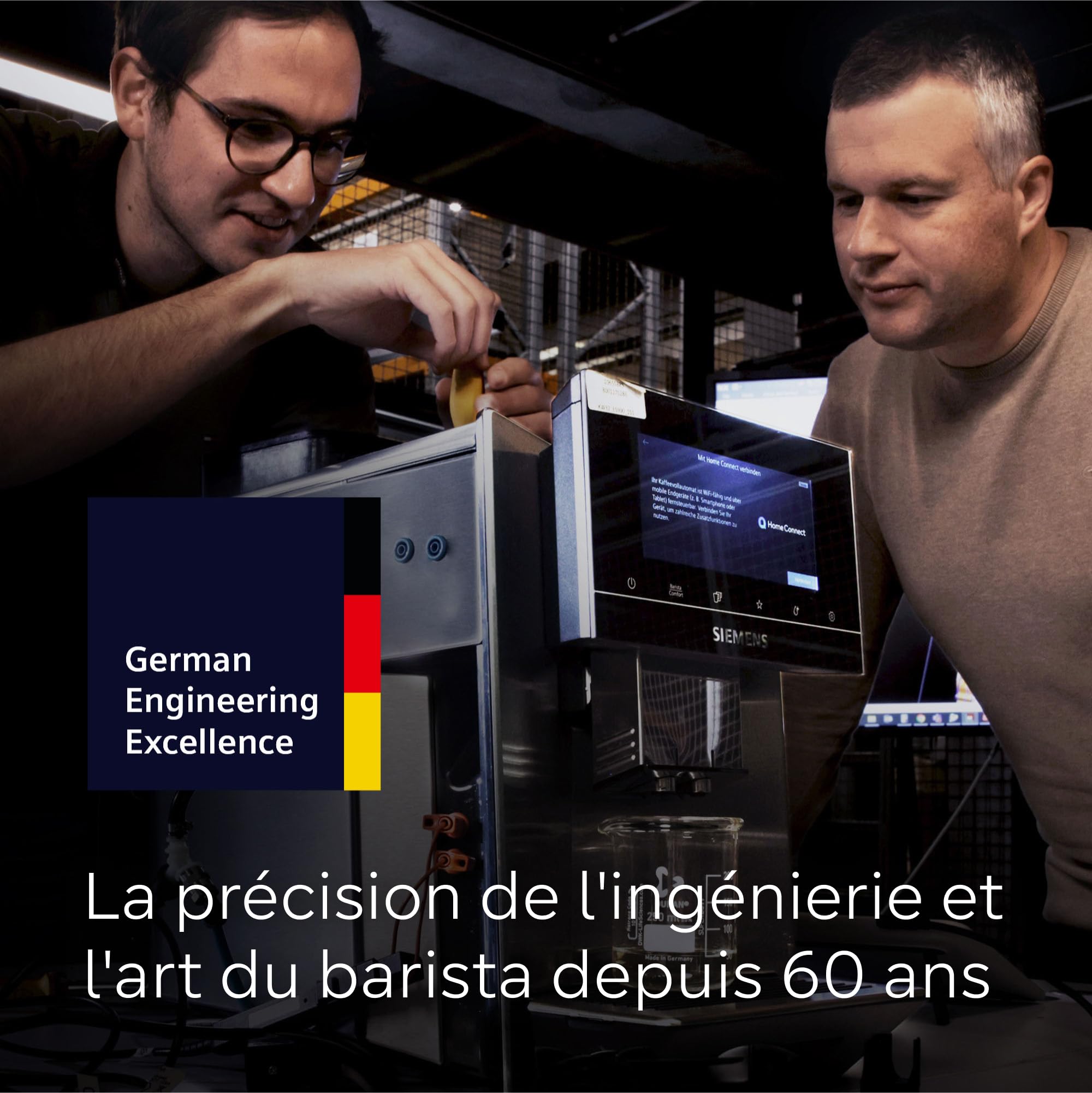 SIEMENS, machine à café à grain automatique, EQ700, écran iSelect, coffeeWorld, Cold Brew, Slow Brew, bac à lait, adaptateur briques de lait, Home Connect, acier inoxydable, blanc, TQ715R03 integral