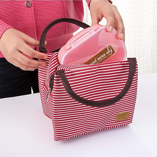 Miniatura 7 de Bolsa de almuerzo reutilizable portátil de 2 piezas bolsa de almuerzo aislada bolsa de picnic térmica para el trabajo la escuela picnic rojo  verde