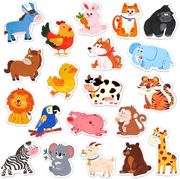JoyCat Wooden Fridge Magnets for Toddlers, 20 Animals Refrigerator Magnets