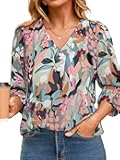 Womens Work Business Casual Tops Fall Long Sleeve Dressy Boho Floral Blouse 2025 Trendy Shirts