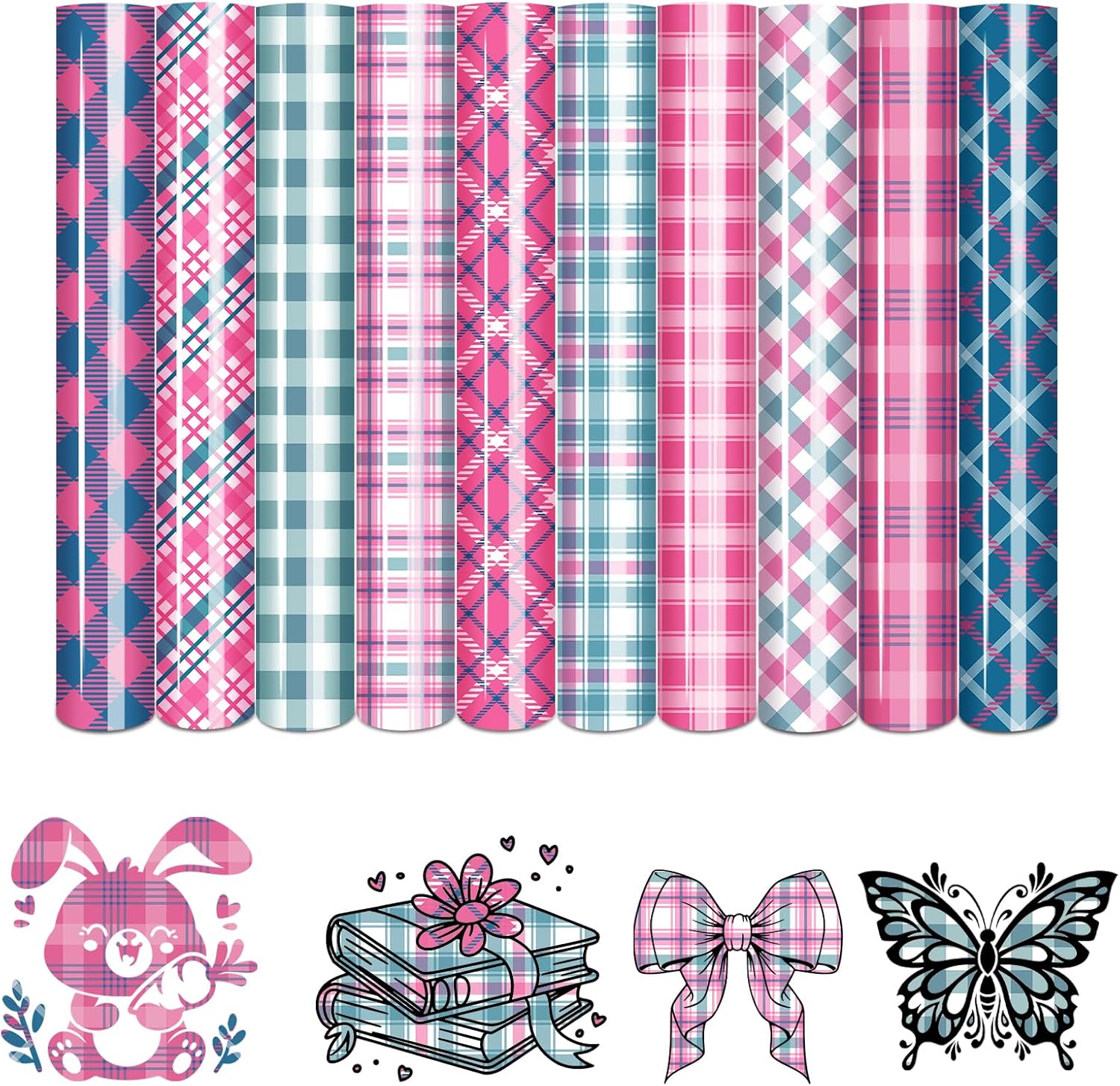 Tintnut Vintage Checkerboard Heat Transfer Vinyl - 12 Sheets 12"x10" Retro Patterned Iron on Vinyl for DIY T-Shirts, Apparel & Craft Projects