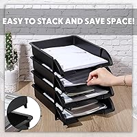 Vista 3 de Fainne 8 bandejas de papel apilables para escritorio, bandejas apilables de 8 capas, bandeja organizadora de archivos de plástico y soportes