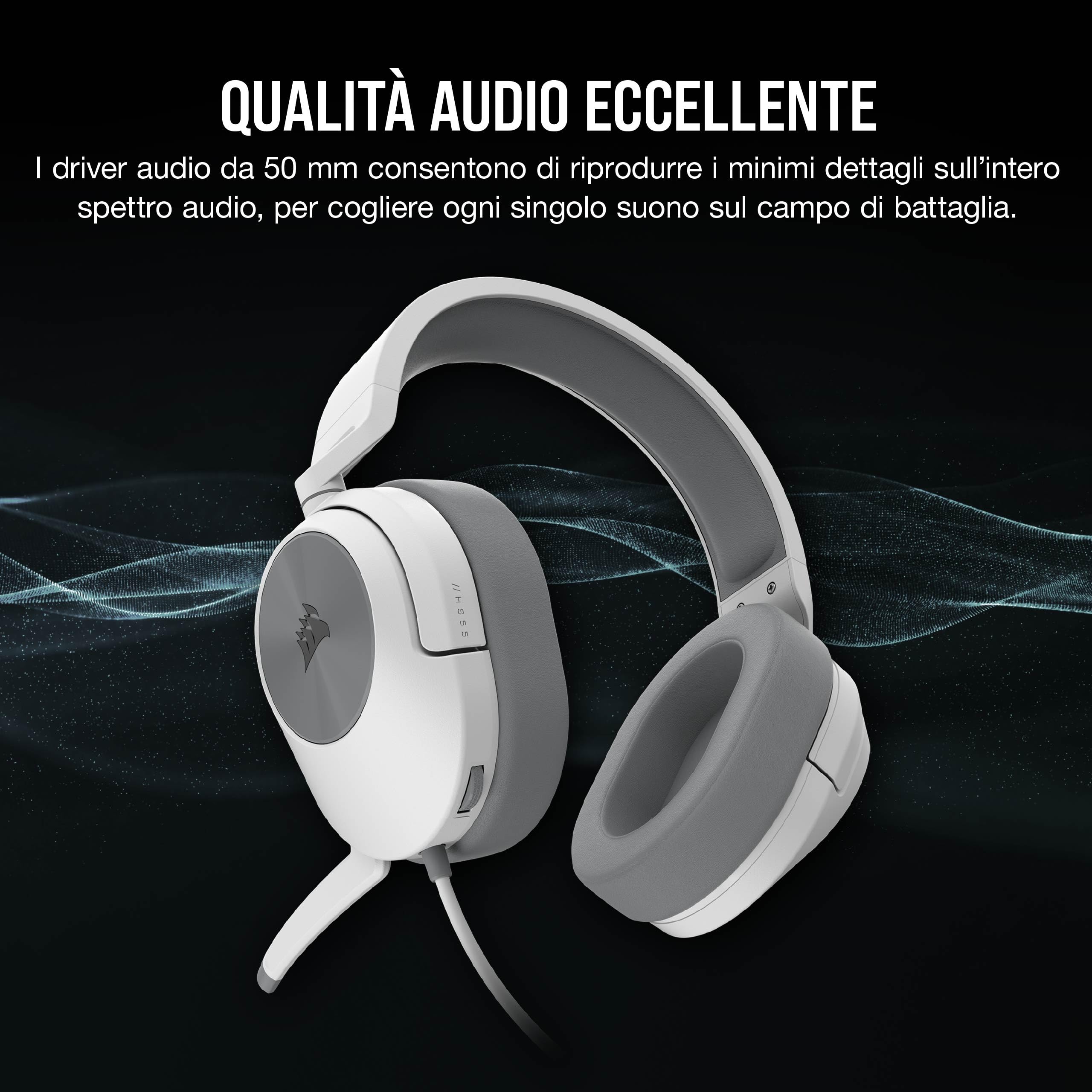 Corsair Casque Gamer filaire HS55 Stereo (Blanc)