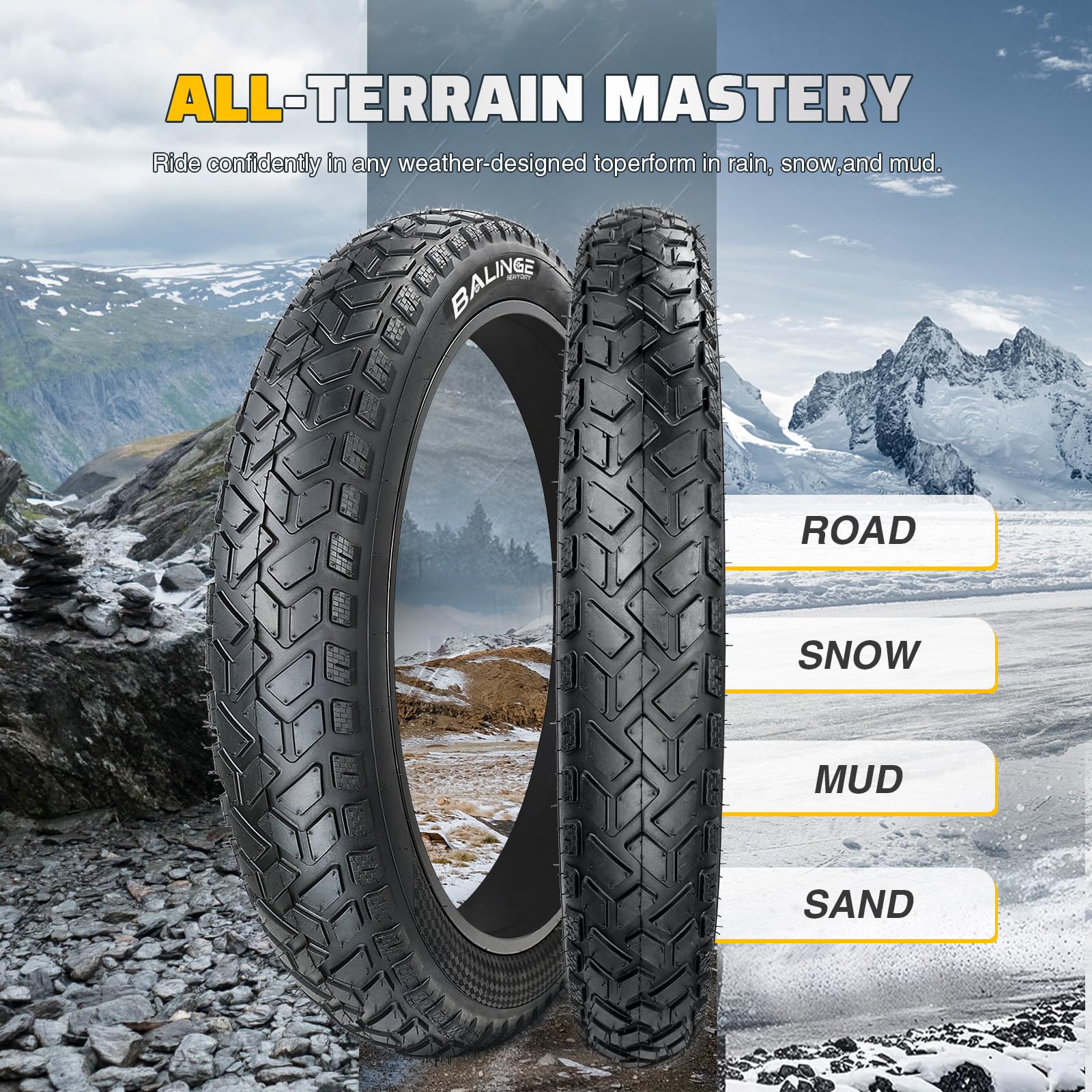 WEEROCK Heavy Duty 20/26" opony do roweru elektrycznego 20/26 x 4,0, składane, do rowerów elektrycznych i górskich, górskich, terenowych