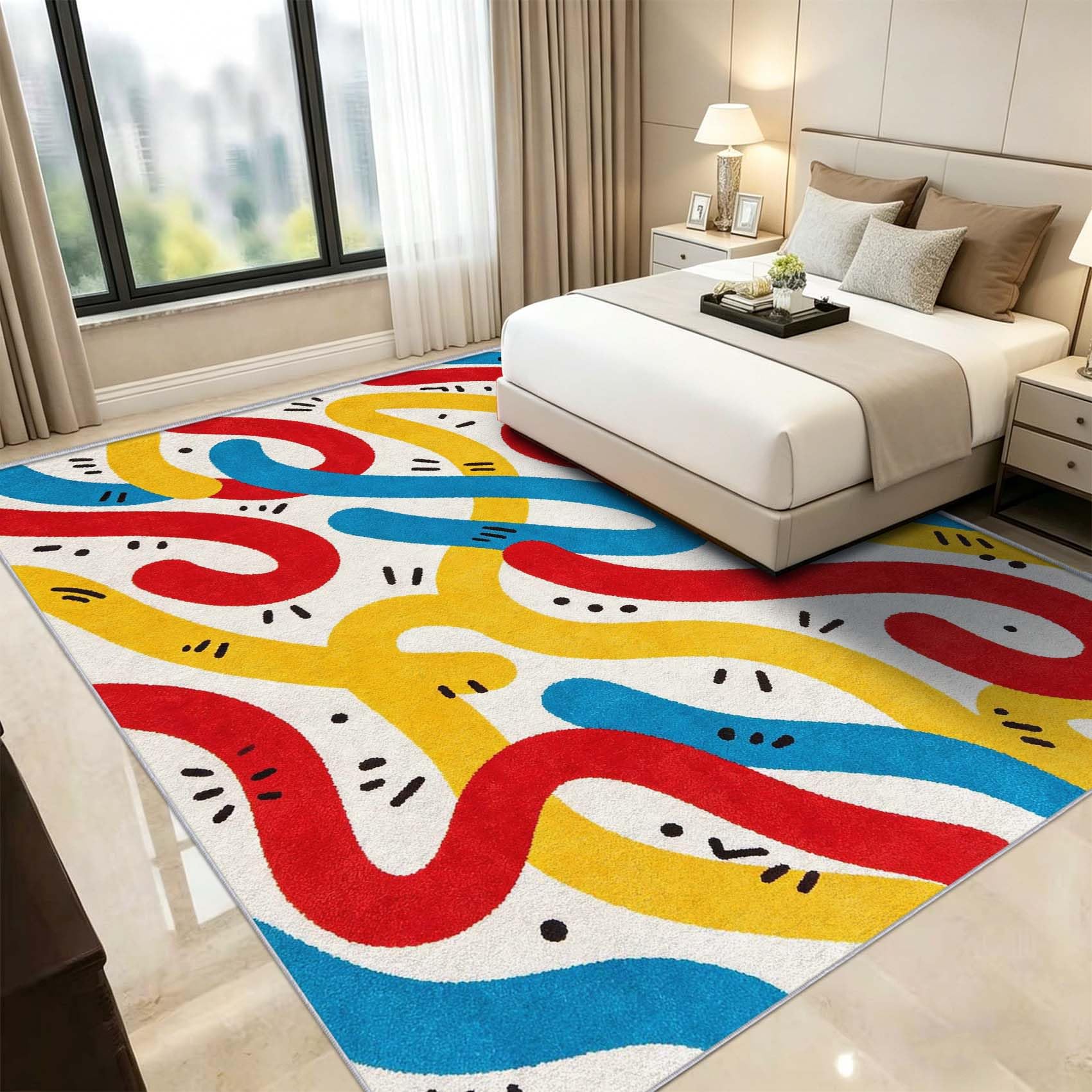 Tapis Salon 160x230cm Vagues Abstraites Impression HD 3D