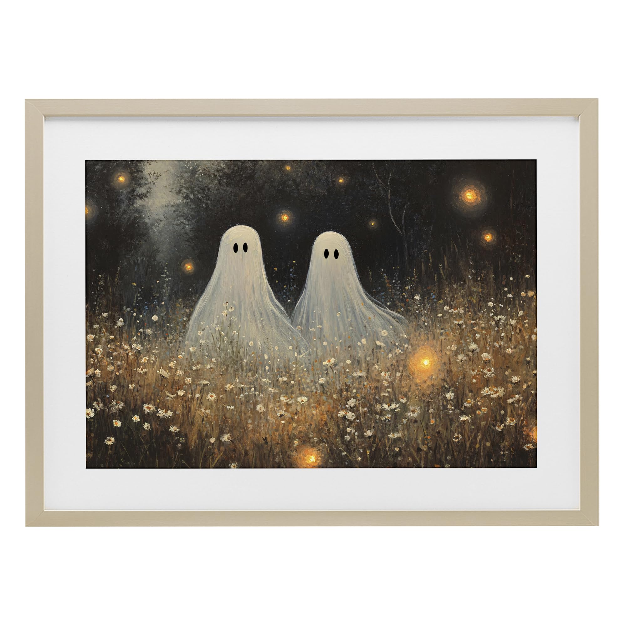 Stupell Industries 'Ethereal Ghost Twins', Framed Print Under Glass, Brown, 23 x 17 Inches, Easy to Hang and Sturdy, Made in USA, by Jacky Ngan