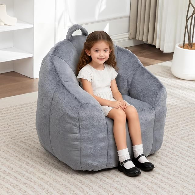 MINCETA Kinder Sitzsack, kuscheliges Sitzsack Sofa, Grau