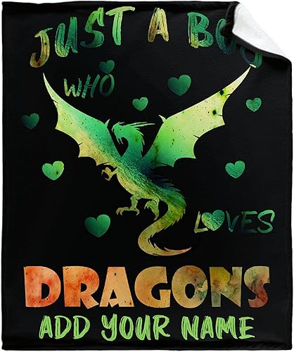 Miniatura 1 de Manta personalizada con texto Just A Boy Who Loves Dragons, manta personalizada con tu texto, mantas personalizadas, el mejor regalo para familiares