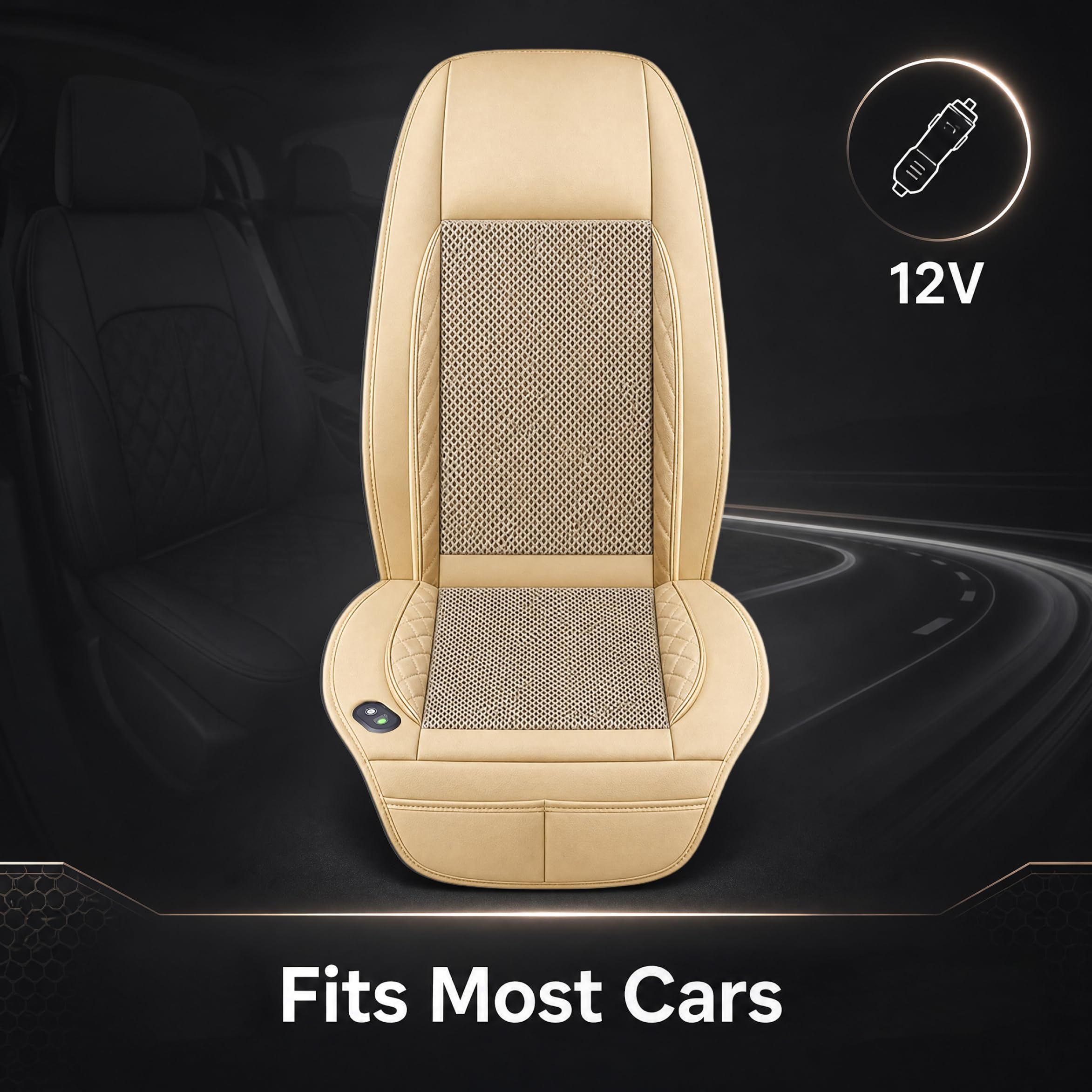 Funda de asiento de coche antideslizante y transpirable, cojín ajustable para asientos de coche con velocidad del viento, enfriador de asiento de verano para camión, SUV, silla de oficina, color