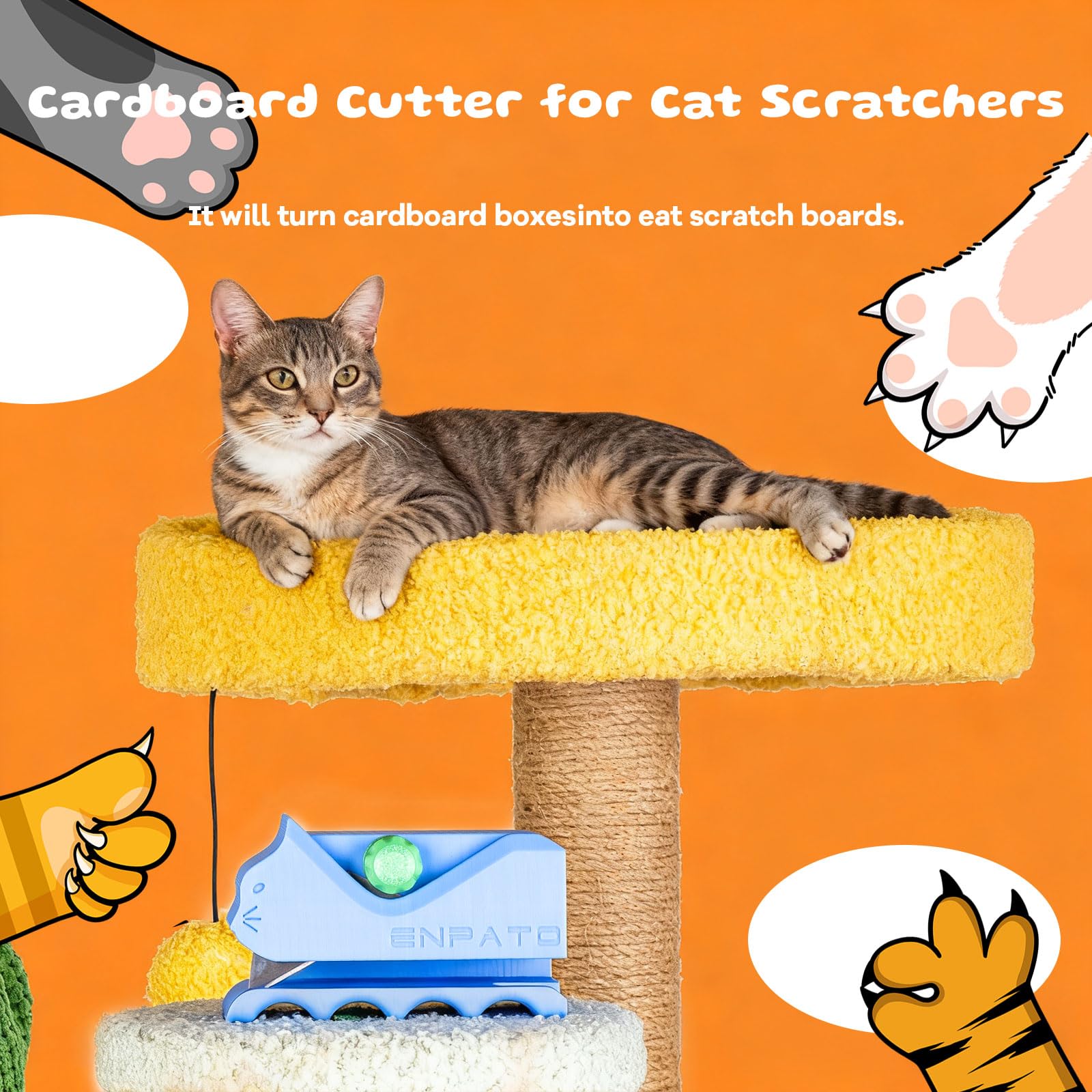 Cortador de cartón para rascadores de Gatos con 10 Cuchillas, Cortador de cartón Impreso en 3D para niños, rascadores de Gatos, máquina de Herramientas de Tira de cartón para Amantes de los Gatos