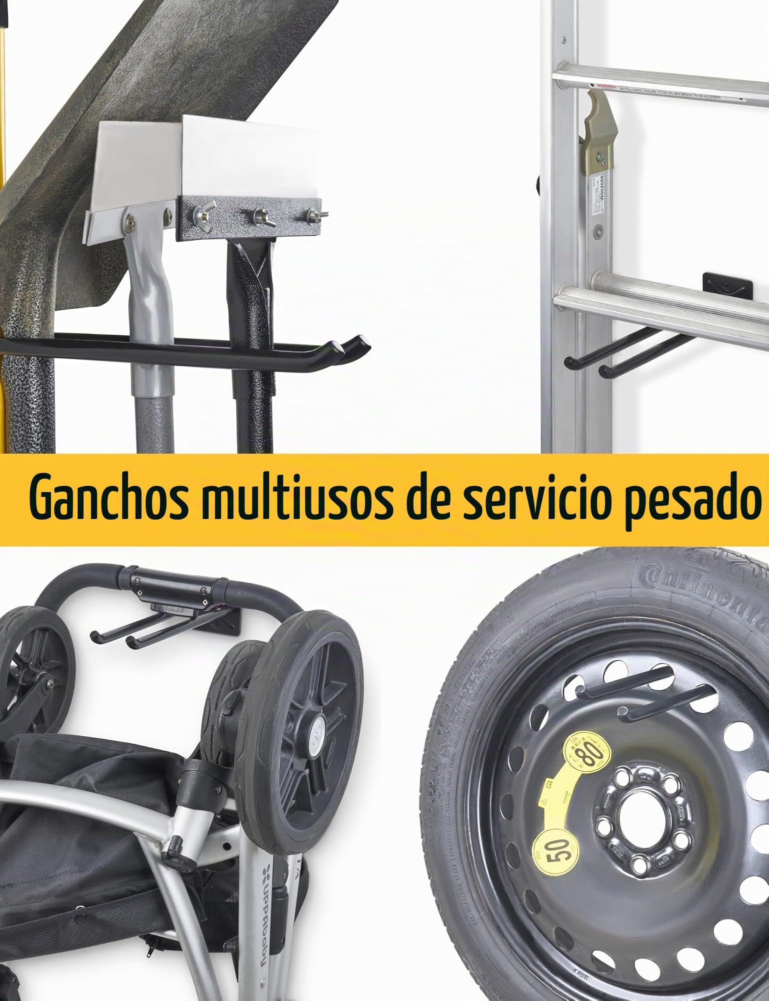Ganchos Pared Largos para Garaje - ganchos para colgar herramientas, Soporte Pared Bicicleta y organizador herramientas jardin