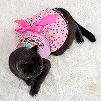 Vista 7 de Vestido rosa para perros pequeños, falda para mascotas, disfraz de gato con lazo (S, rojo)