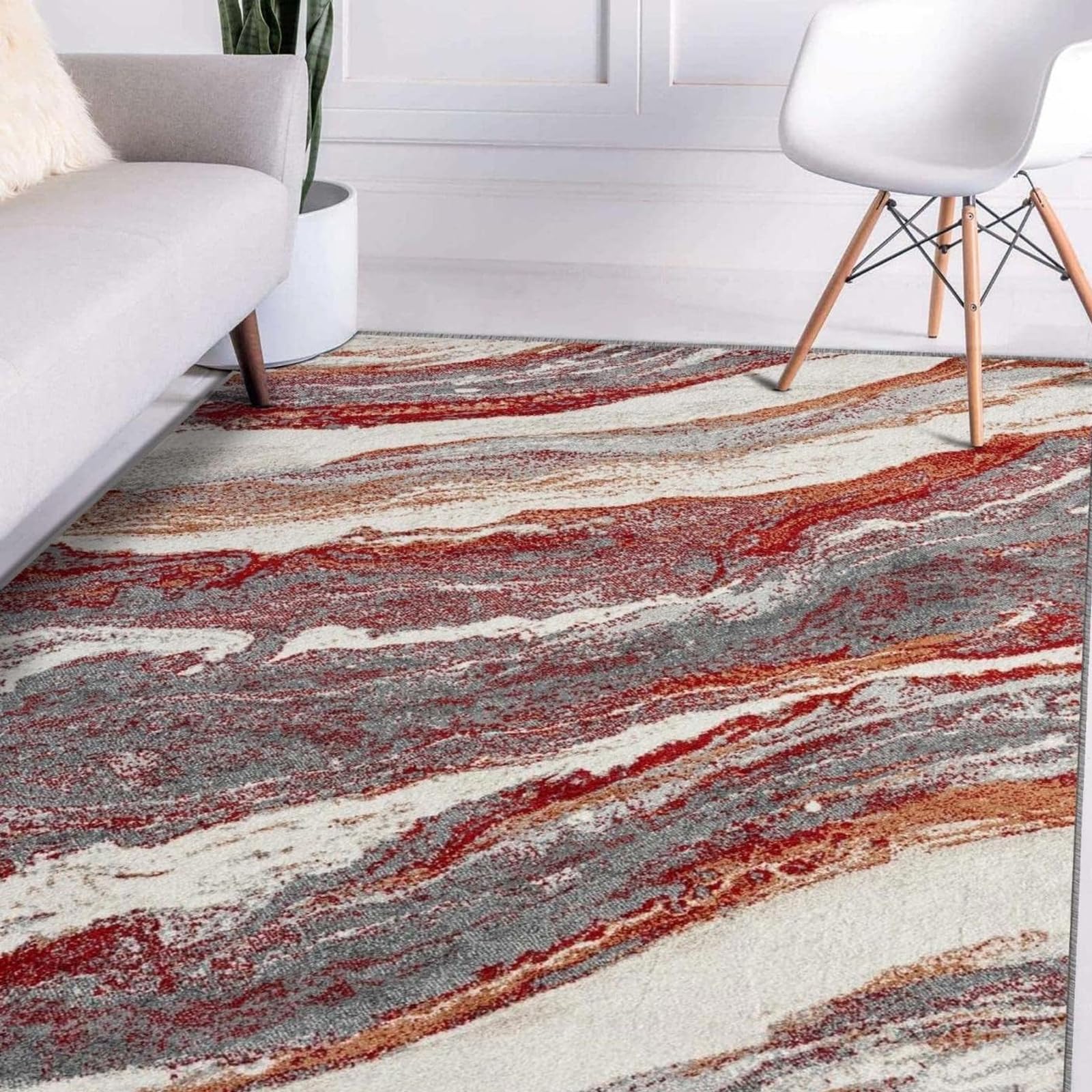 Tapis tableau abstrait moderne 200 x 240 cm lavable salon
