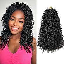 Liyate 14 Inch Yanky Twist Crochet Hair for Black Women, 8 Packs Pre-Looped Spring Mini Twist Braids, Small Curly Passion Twists 30 Strands/Pack, 1B