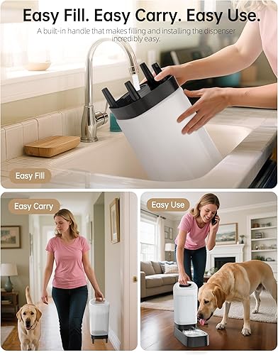 Miniatura 3 de Dispensador automático de agua para perros con filtro, 2.4 galones de gravedad grande, alimentador automático de agua para mascotas con cuenco de
