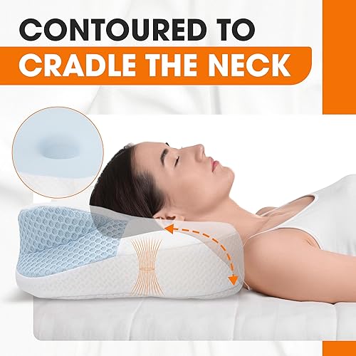 Miniatura 4 de Cheer Collection Almohada cervical para aliviar el dolor de cuello y hombros  Almohada ortopédica de espuma viscoelástica para dormir, almohada