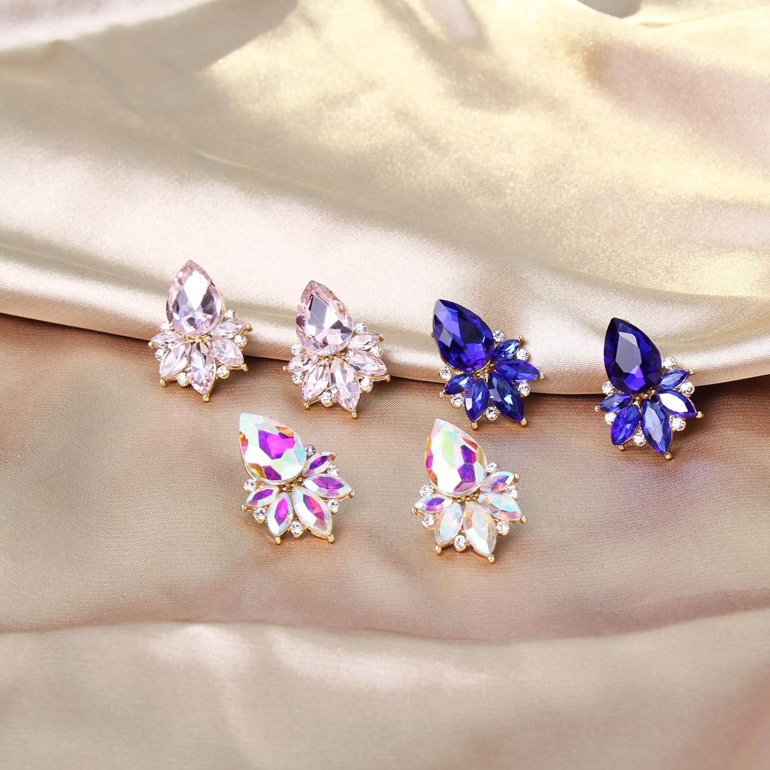 Vintage Rhinestone Earrings Fancy Crystal Cluster Drop Earrings Art Deco Earrings for Women - Image 8