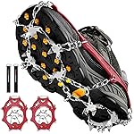 Crampons Ice Cleats Traction Snow Grips for Boots Shoes Women Men Anti Slip 19 Stainless Steel Spikes Safe Protect for Hiking Fishing Walking Climbing Mountaineering