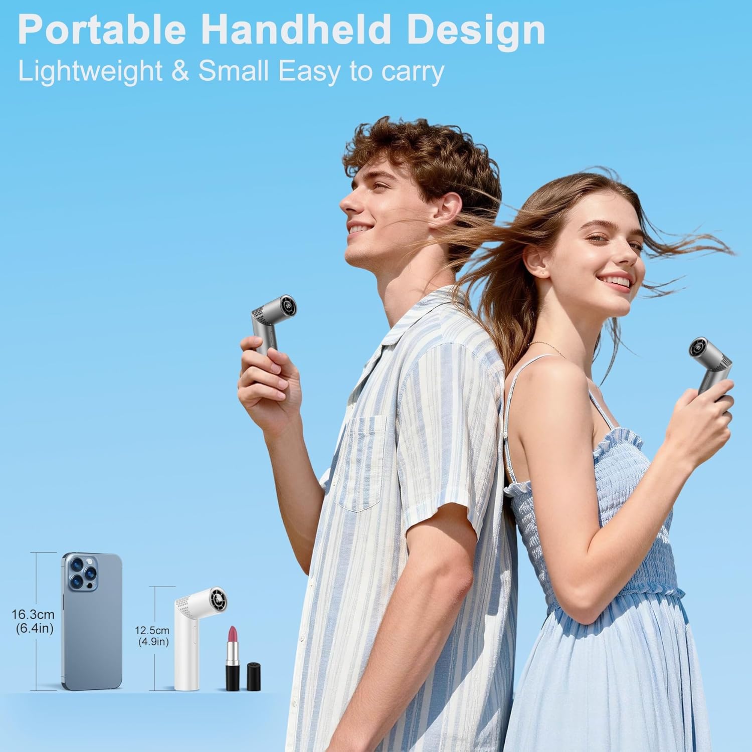 Portable Handheld Fan - Rotatable Mini Fan, High Speed Wind Cooling, 199 Speeds Stepless Control, Digital Display, 3-in-1 Rechargeable Personal Fan for Travel, Outdoor, Easter Gifts for Women Men