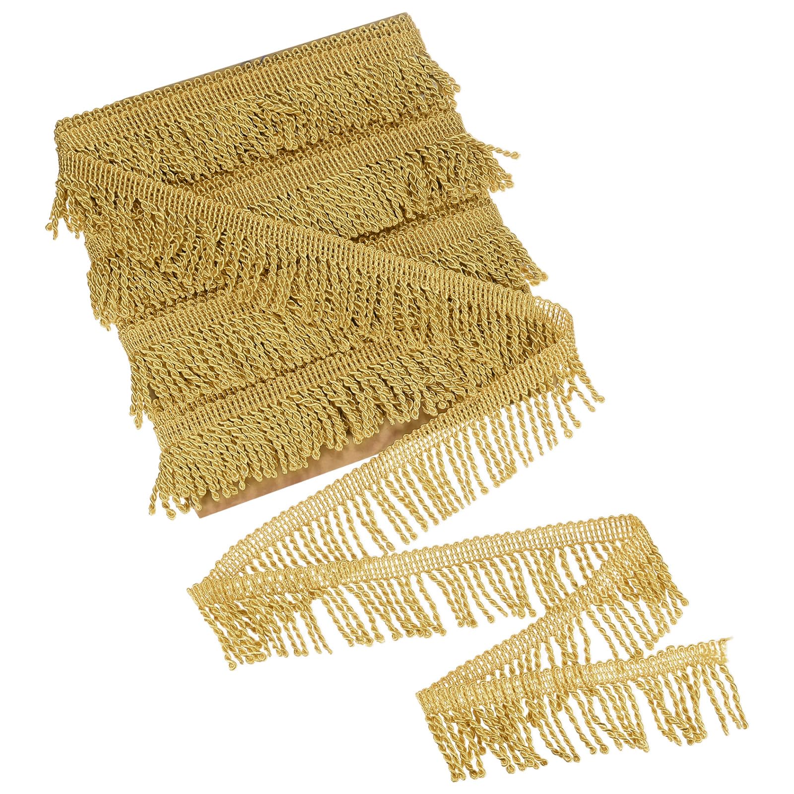 M METERXITY 12 Yards Curtain Fringes Fringe Trim, 2.2" Wide Polyester Fringe Boho Lace Sewing Fringe Trimming Tassel Fringe Trim for Bags/DIY Decoration/Skirt/Sofa/Clothes [Brown]