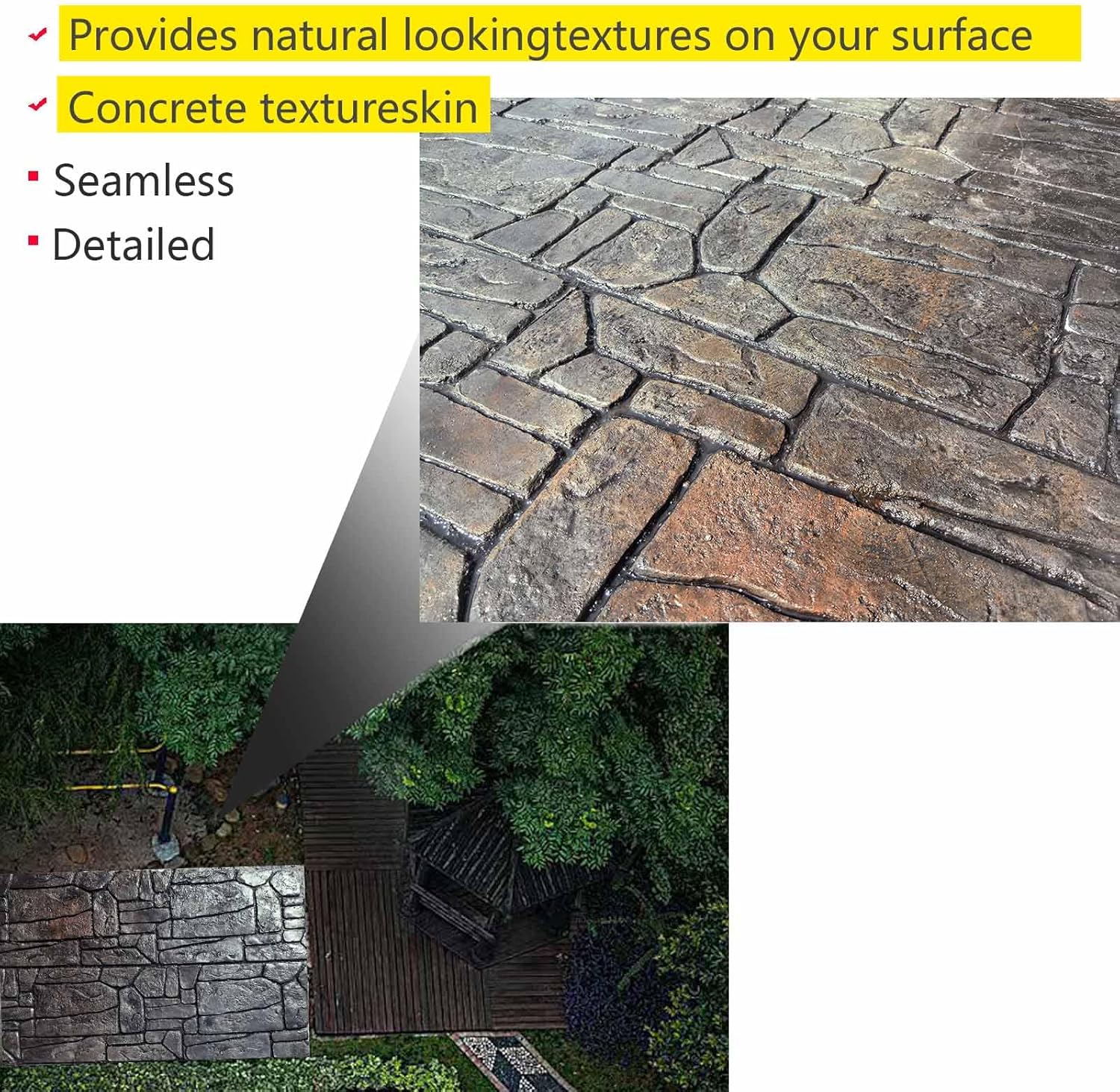 Concrete stamp Concrete molds and forms Cement molds for concrete Decorative concrete stamps stamped for floor concrete stepping stone stamp Realistic Concrete Texture Ground set Outdoor Landscaping