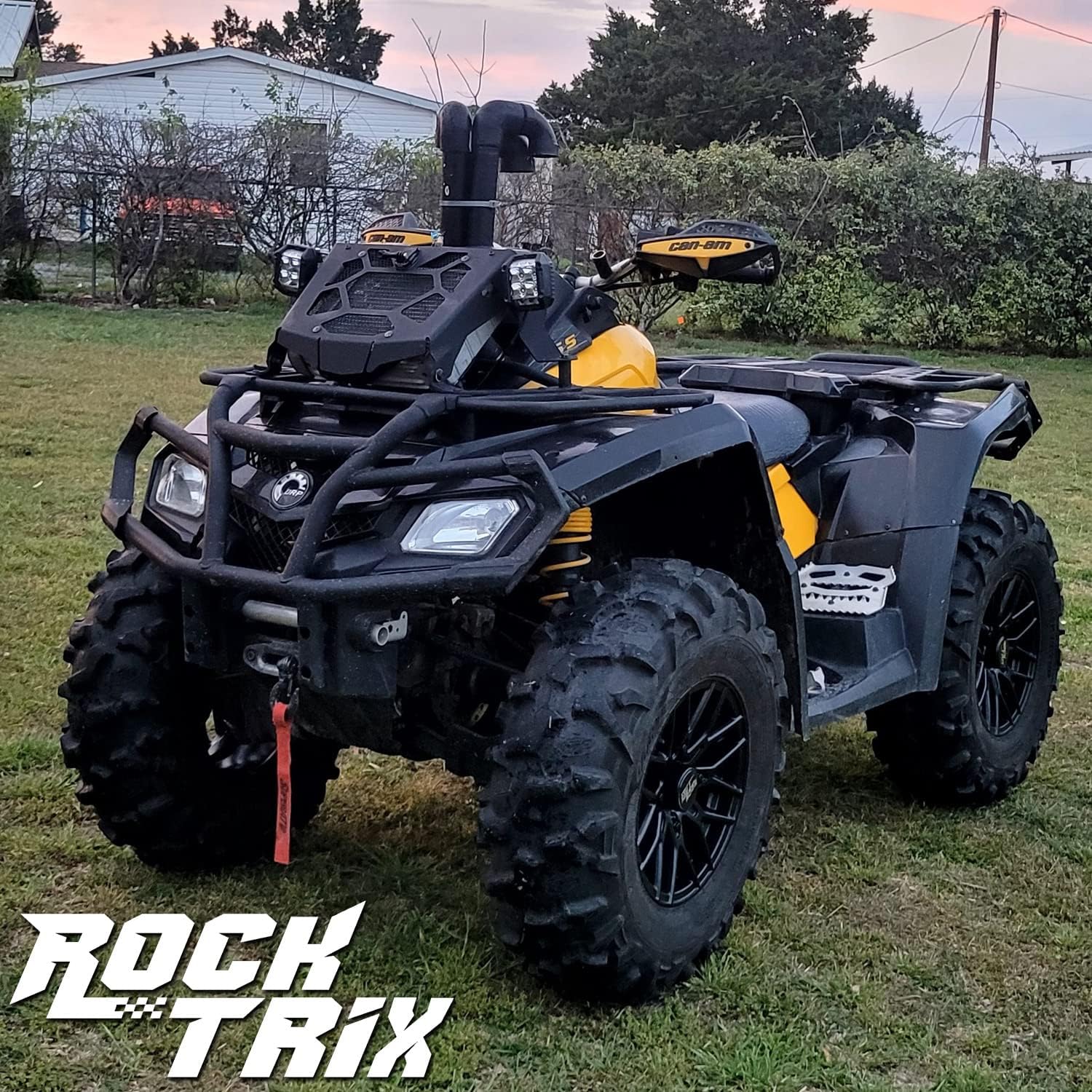 RockTrix RT104 12in ATV Wheel Rim 12x7 Matte Black | 4x137 | 5+2 Offset | Compatible with Bombardier Outlander CanAm Can-Am Can Am Commander Maverick Renegade Kawasaki 4/137-1pc Single