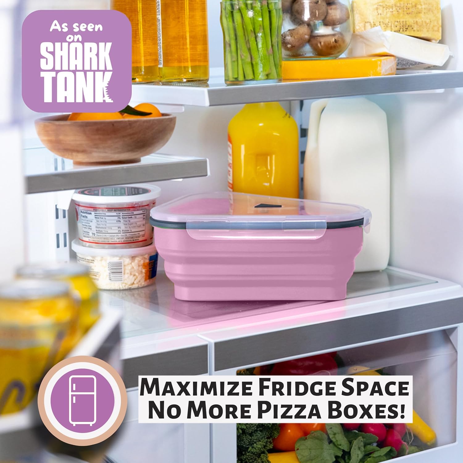 PIZZA PACK The Perfect Reusable Pizza Storage Container with 5 Microwavable Serving Trays - BPA-Free Adjustable Pizza Slice Container to Organize & Save Space, Pink 4 pk image 3