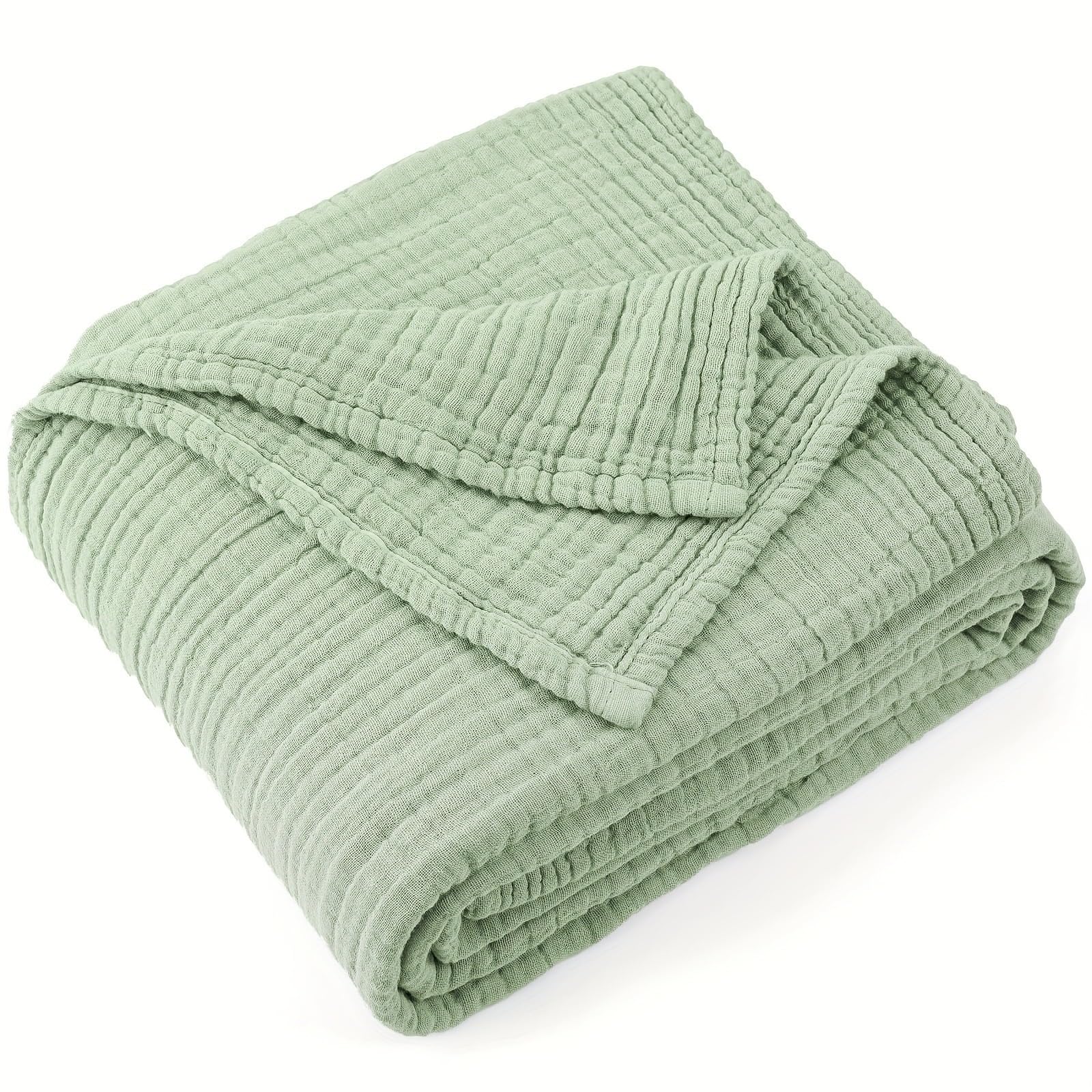 HKSDKABOP 6-Layer Cotton Muslin Throw Blanket Multicolor Multiple Sizes(Color3,110x160cm)