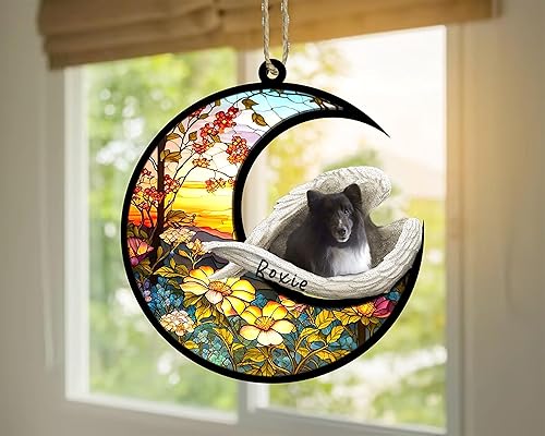 Miniatura 490 de Chow Chow Dog Memorial Suncatcher, adorno de Navidad Chow Chow con nombre, atrapador de pérdida de mascotas, regalos para los amantes de los perros