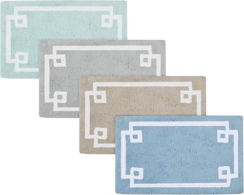 Miniatura 9 de Madison Park Evan - Alfombra de baño 100 % algodón antideslizante con parte trasera lujosa, de felpa copetuda, absorbente, de secado rápido, diseño