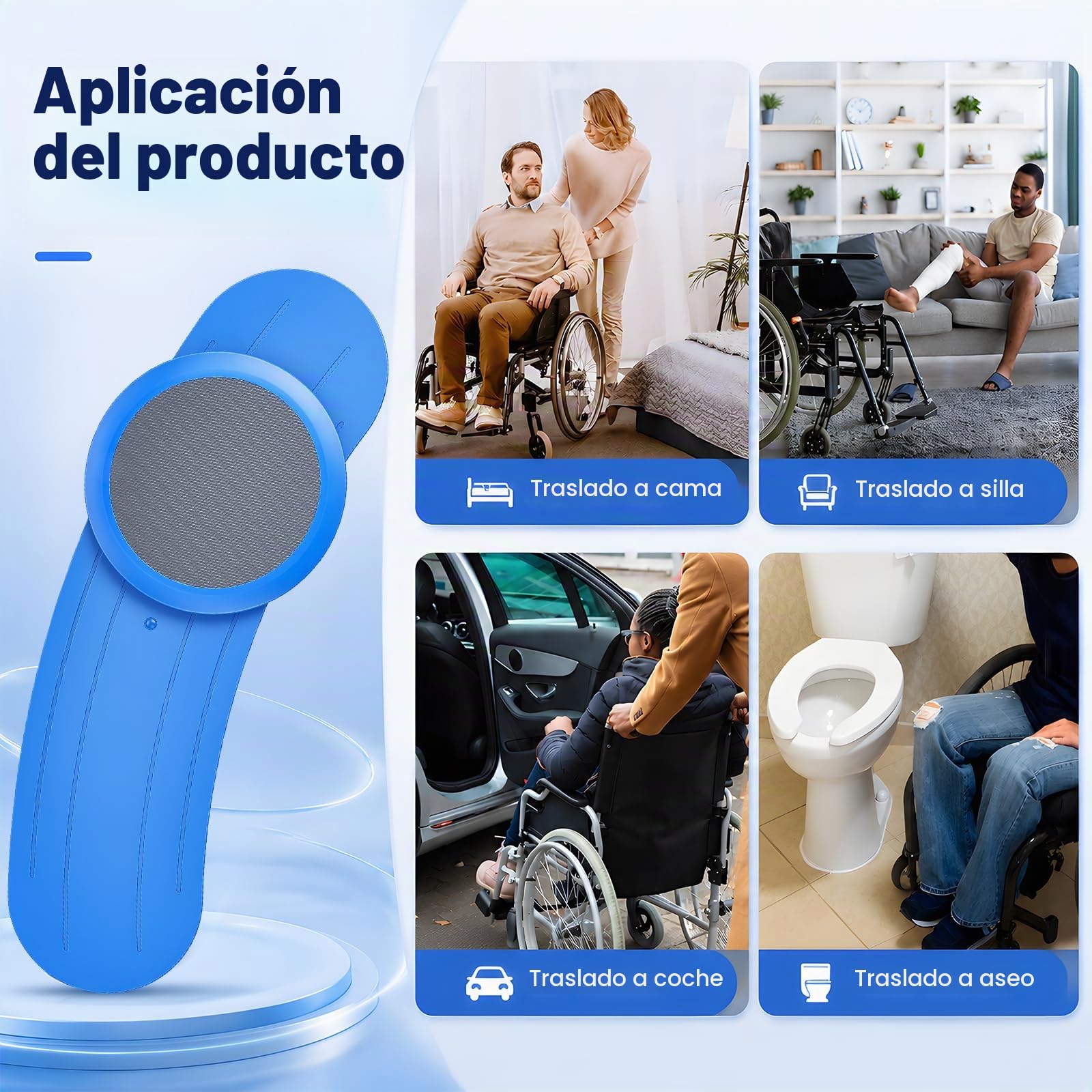 Tabla Transferencia, Tabla Deslizante 90cm para Usuarios Silla Ruedas Transferencias Desde Hacia Cama Bañera y Coche Incluye Disco Giratorio 360° Para Personas Cama Silla Coche Silla Ruedas e Inodoro