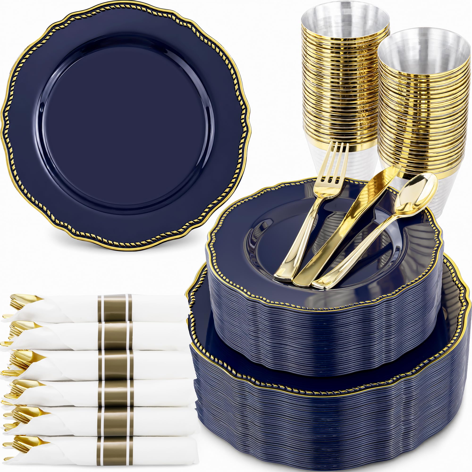 Ivory Gold Plates for Weddings & Parties -16