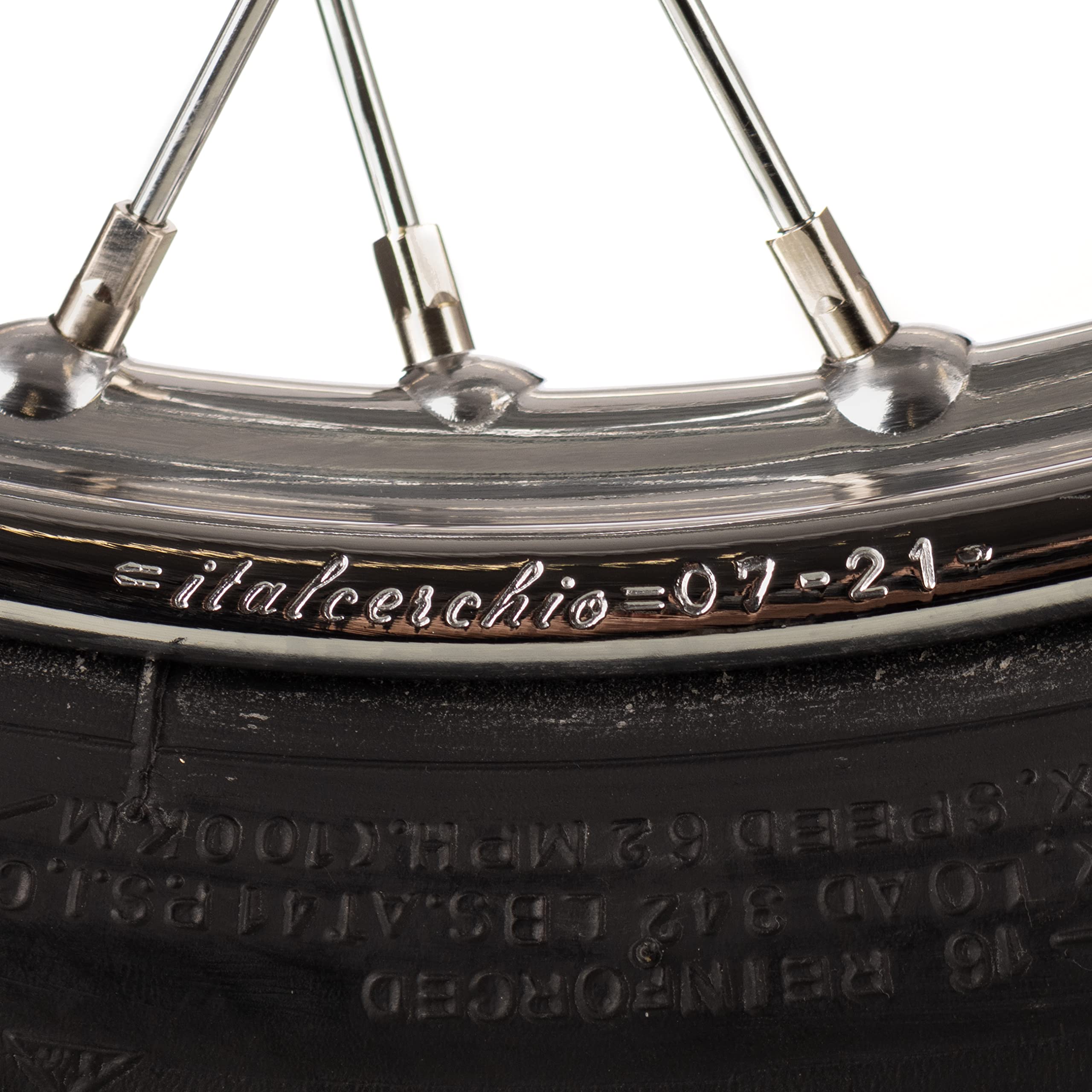 Set: 2 Complete Wheels 1.5x16" Steel Rim Chromed + Chrome Spokes Tires Vee Rubber 094 - View #2
