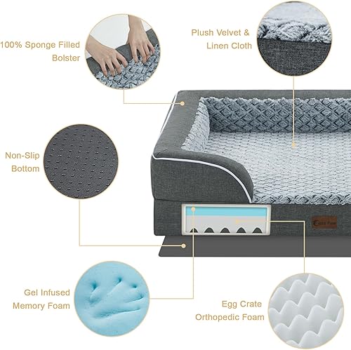 Miniatura 3 de Camas ortopédicas XL para perros, cama grande de espuma viscoelástica impermeable para perros de tamaño extra grande de 45 x 35 pulgadas, parte