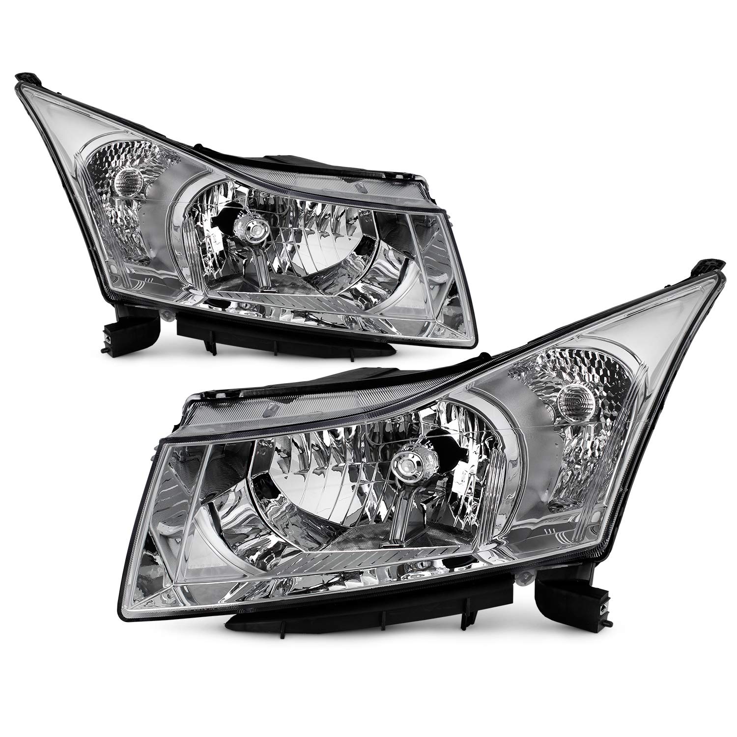 AKKON - [Halogen Type] Chrome Fits 2011-2015 Chevy Cruze headlights Pair Left Driver+Right Passenger 11 12 13 14 15