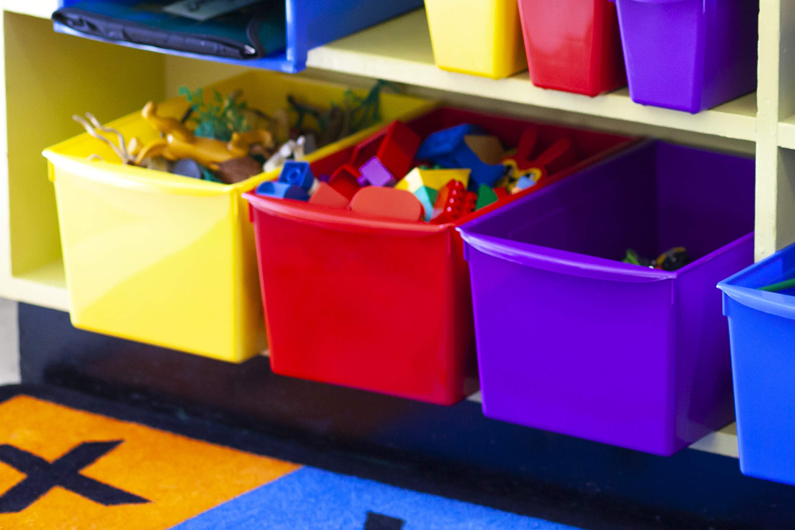 Storex ExtraLarge Book Bin, Interlocking Plastic Organizer for Home