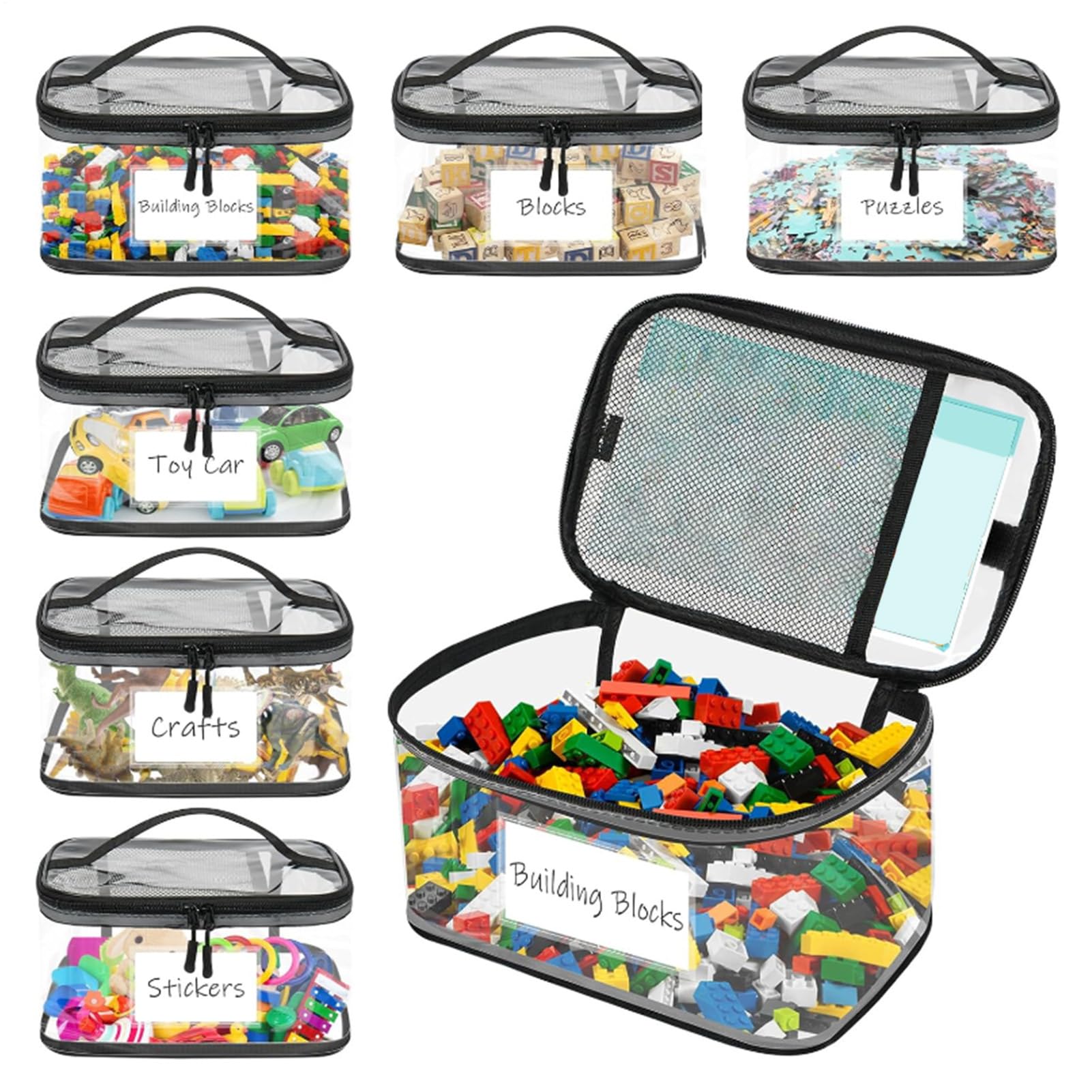 Pochette réutilisable avec zip pour chambre : 6 sacs de rangement transparents