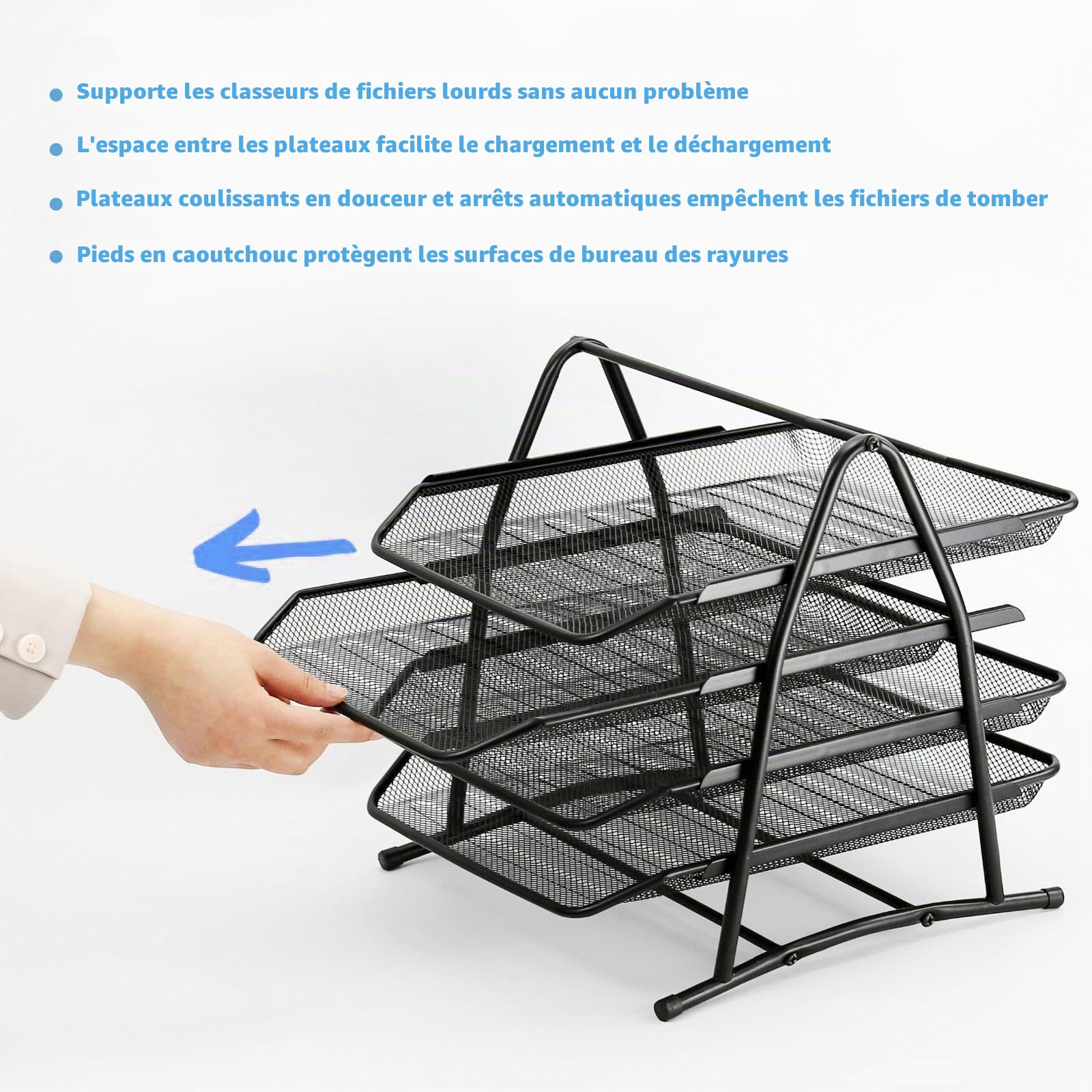 Corbeilles à Courrier 4 Niveaux, Bac à Courrier Empilable, Organisateur de Bureau Maille Métallique A4